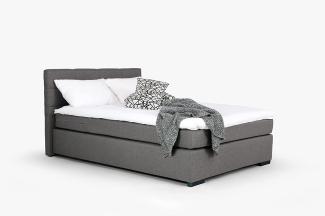 Mivano Beast Boxbett, Komfortables Bett mit Durchgehender Matratze (H3) und Topper, Flachgewebe Karoo Grau, Liegefläche 120x200 cm