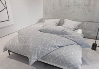 Mako Satin Bettwäsche Urban Geometric grau 200x200 + 2x 80x80