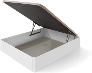 HOGAR24 ES Aufklappbares Boxspringbett mit atmungsaktivem 3D-Deckel und Transpirationsventilen, Aufbewahrungsbox, große Kapazität, abgerundete Ecken, weiß, Maße: 135x190 cm