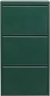 Kare Design Schuhschrank Caruso, Grün, Stahl, mit 3 Klappen, Schuhablage für 6 Paar Schuhe, schmal, platzsparend, hoch, Schuhregal, Eingangsbereich, 103 x 50 x 15 cm (H/B/T)