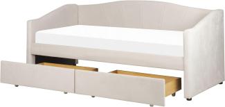 Tagesbett Polsterbezug hellbeige mit Bettkasten 90 x 200 cm VITTEL