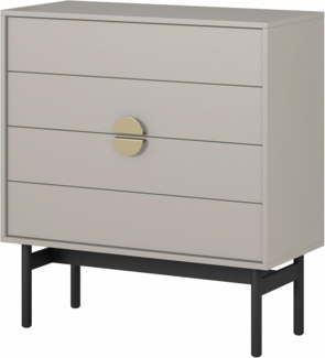Selsey Kommode Aufbewahrungsschrank 4 Schubladen Schrank Schubladenschrank Push to Open 85,5 cm Stoon Graubeige