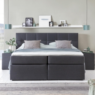 Möbelfreude Boxspringbett Bea, gesteppt, 7-Zonen Taschenfederkern, Visco Topper Polsterbett, Anthrazit H2/H3, 160x200 cm