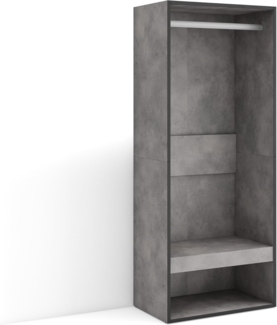 Skraut Home | Offener Kleiderschrank | Kleidung, Schuhe | 60 x 145 x 35 cm | Für Schlafzimmer, Zimmer | Garderobenschrank | Moderner Stil | Zement