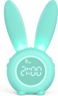 EXTSUD LED Nachtlicht Kinder Lichtwecker Cute Rabbit Kinderwecker, Creative Nachttischlampe Snooze-Funktion zeitgesteuertes Nachtlicht