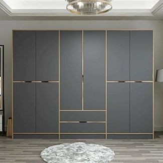 Dmora Großer Schrank Alrai 277x208h cm Schwarz, 5 Böden