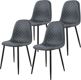 ML-DESIGN Polsterstuhl Esszimmerstuhl mit Rückenlehne, Wohnzimmerstuhl mit Metallbeinen (4 St), Küchenstuhl ergonomisch Anthrazit moderne Design mit Kunstlederbezug