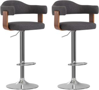 vidaXL 2 Stk. Barhocker Bugholz und Stoff Dunkelgrau 327338