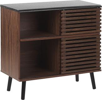 Sideboard dunkler Holzfarbton verschiebbare Türen PERTH