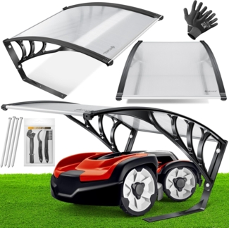 KESSER® Mähroboter Garage Dach Carport Überdachung für Mähroboter Rasenmäher Rasenroboter Automower Garten Witterungsbeständig Mährobotergarage inkl. Montagematerial, Maße 82 x 103 x 47 cm Transparent