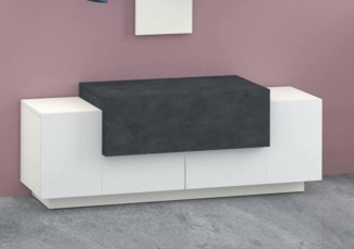 Dmora - Kommode Mirco, moderner Multifunktionseingang, Mehrzweckschrank für die Eingangshalle, 100 % Made in Italy, 120 x 45 x 46 cm, glänzendes Weiß und Schiefer,