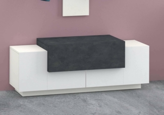 Dmora - Kommode Mirco, moderner Multifunktionseingang, Mehrzweckschrank für die Eingangshalle, 100 % Made in Italy, 120 x 45 x 46 cm, glänzendes Weiß und Schiefer,