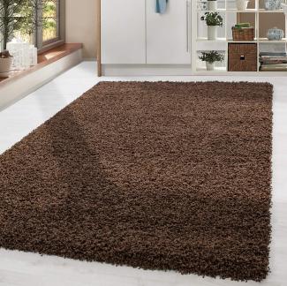 HomebyHome Shaggy Hochflor Teppich Wohnzimmer 200x300 (200x290 cm) Braun - Teppich Flauschig, Modern, Plüsch und Weich - Ideal für Schlafzimmer, Esszimmer und als Küchenteppich