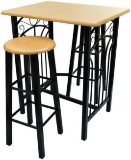 vidaXL Früchstücksbar Hellbraunes Holz Schwarzer Stahl 240095