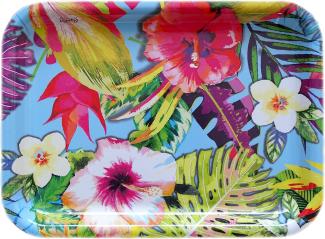 Lashuma Tablett Tropical, Kunststoff, (1-tlg), Farbenfrohes Teetablett Melamin 31x23 cm