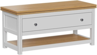 Vicco Couchtisch Weiß/Eiche 100 x 40 cm mit ausklappbarer Tischplatte, Vikla