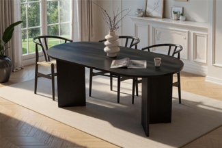 Elegant Black Dining Table, 180 x 89.5 x 75 cm | 100% Melamine Coated Particle Board, 25 mm Thickness | Perfect for Modern Dining Spaces