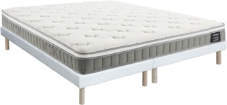 Vente-unique - Bett - 180 x 200 cm - Polsterbettgestell - Taschenfederkernmatratze mit Memoryschaum - Höhe 21 cm - VITOGO von YSMÉE