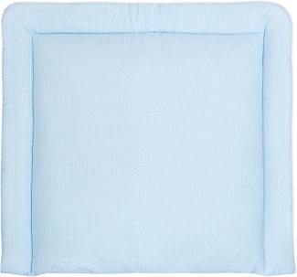 KraftKids Wickelauflage in kleine Blätter hellblau auf Weiß, Wickelunterlage 60x70 cm (BxT), Wickelkissen