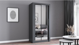 imoebel24 Schwebetürenschrank MILAN 100 cm - Grau / Grau