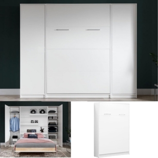 QMM TraumMöbel Schrankbett VB 120x200 mit 2 Schränken fürs Schlafzimmer (Set) vertikal klappbar