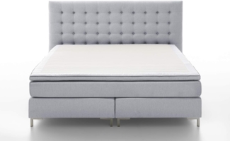Atlantic Home Collection Boxspringbett ANNI, 160x200 cm, inklusive Topper (Härtegrad H2), hellgrau