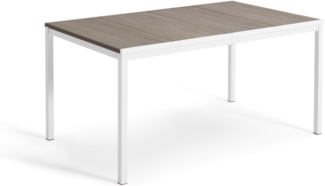 Keter Avon - Rechteckiger Esstisch für den Außenbereich, Garten, Terrasse, 159 x 95 x 75 cm, 6 Personen, Eschenholzdesign mit weißem Gestell, Polypropylen, uv-beständig und
