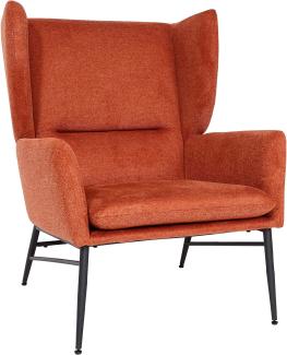 Lounge-Sessel HWC-L62, Ohrensessel Cocktailsessel Sessel Polstersessel, Stoff/Textil Metall ~ terracotta-braun