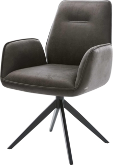 Esszimmerstuhl Zoa-Flex Mikrofaser Anthrazit Vintage Kreuzgestell breit Schwarz Taschenfederkern