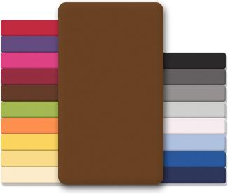 CelinaTex Jersey Topper Spannbettlaken Lucina Doppelpack 200x200-200x220cm Schoko braun 100% Baumwolle gekämmt bis 12cm Matratzenhöhe Oeko-TEX