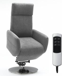 Cavadore TV-Sessel Cobra mit 2 E-Motoren und Aufstehhilfe / Elektrisch verstellbarer Fernsehsessel mit Fernbedienung / Relaxfunktion, Liegefunktion / bis 130 kg / M: 71 x 110 x 82 / Hellgrau