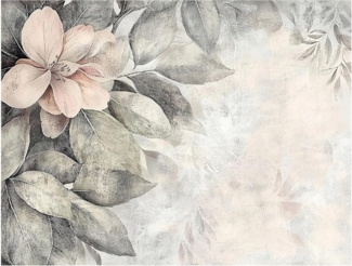 Wallarena Fototapete Blätter Blumen Vintage Vlies Tapete Wohnzimmer Schlafzimmer Wandtapete, Vlies Fototapete - Vliestapete - Glatt Vlies Washable, Blätter, Blume, Beton, Vintage, (Packung, 7 St, Vlies Fototapete), Vliestapete grau Wohnzimmer Schlafzim...