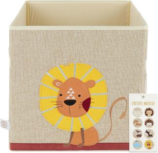 Praktische Spielzeugbox fürs Kinderzimmer, Löwe, natur, 33 x 33 x 33 cm, von Bieco