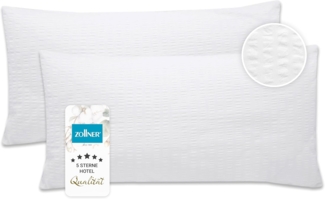 ZOLLNER Kissenbezug, (2 Stück), 40 x 80 cm, 100% Baumwolle, vom Hotelwäschespezalisten, Seersucker