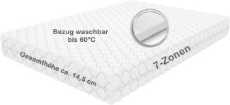 Crownmiller 7 Zonen Komfortschaum Matratze Lord-7 90x200 cm, ca. 14cm hoch, Bezug waschbar bis 60 Grad, Oeko-TEX® 100