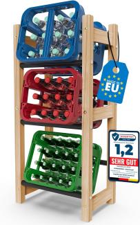 SCHWANFELD® Getränkekistenregal für 3 Kisten [Geeignet für Jede Kistensorte] - inkl. Montageanleitung, Schrauben, Sechskantschlüssel - Getränkeregal aus hochwertigem FSC Holz Standfestes Kistenregal