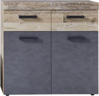 Schuhkommode Tailor grau / Used Wood Shabby hell 90 x 89 cm