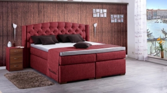 Meisterbetten Boxspringbett Magi 100x200 in MS-Red, Matratzenbezug Nano, Ergoflex-Topper