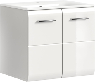 Waschtisch inkl. Waschbecken (B/H/T: 60x55x46 cm) in weiß hochglanz tiefzieh