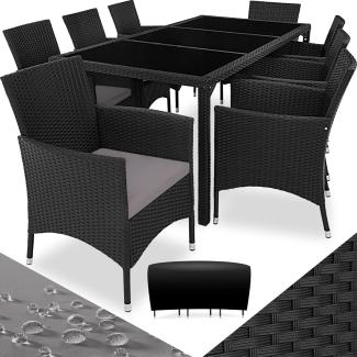 tectake Sitzgruppe Rattan Sitzgruppe, (Set, 9-tlg), Tisch- und Stuhl Set