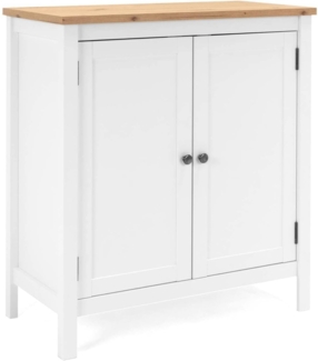 Homestyle4u Sideboard, Kommode, Wohnzimmerschrank, Anrichte, Weiß/Natur, 90 x 40 x 80 cm