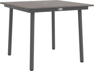 Outsunny Gartentisch für 4 Personen, mit Schirmloch (Esstisch, 1-St, Terrassentisch), für Rasen, Balkon, HDPE, Dunkelgrau,90 x 90 x 75 cm