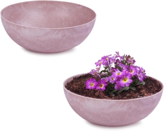 matches21 HOME & HOBBY Blumentopf Pflanzschale für draussen Dekoschale rund alt-rosa marmoriert 20 cm (2 St), Blumen-Schale als wetterfeste Friedhof-Schale Grab-Schmuck Grabschale