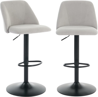 COLAMY 360° Drehbarer Höhenverstellbarer Barhocker 2er Set, Moderne Kücheninsel Barstühle mit Rückenlehne, Stoff Barstühle mit Fußstütze – Geeignet für Küche, Bar, Esszimmer, Büro, Grau