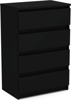 MRBLS Kommode mit 4 Schubladen Sideboard Schubladenschrank Kleiderschrank Modern Möbel mit Schubladen für Ihr Schlafzimmer (Schwarz Matt) – 60 x 33,5 x 92,5 cm (B/H/T)