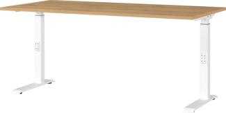 Germania Schreibtisch 7911-552, in Grandson-Eiche-Nb./Weiß, me. höheneinst, 160 x 91 x 80 cm (BxHxT)