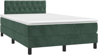 vidaXL Boxspringbett mit Matratze & LED Dunkelgrün 120x200 cm Samt 3134576
