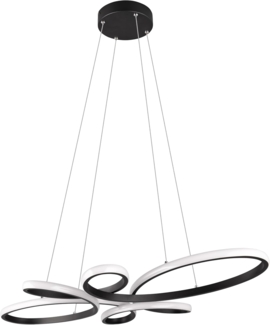 Große LED Pendelleuchte FLY geschwungen Schwarz, Breite 83cm