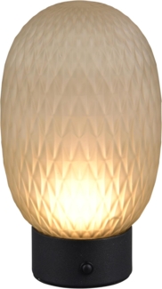 Kleine Akku Tischlampe FACETTE mit Glasschirm Grün, Höhe 20,5cm