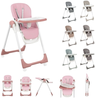 Kikkaboo Kinderhochstuhl Spicy faltbar, Tisch abnehmbar, verstellbar, 4 Räder pink